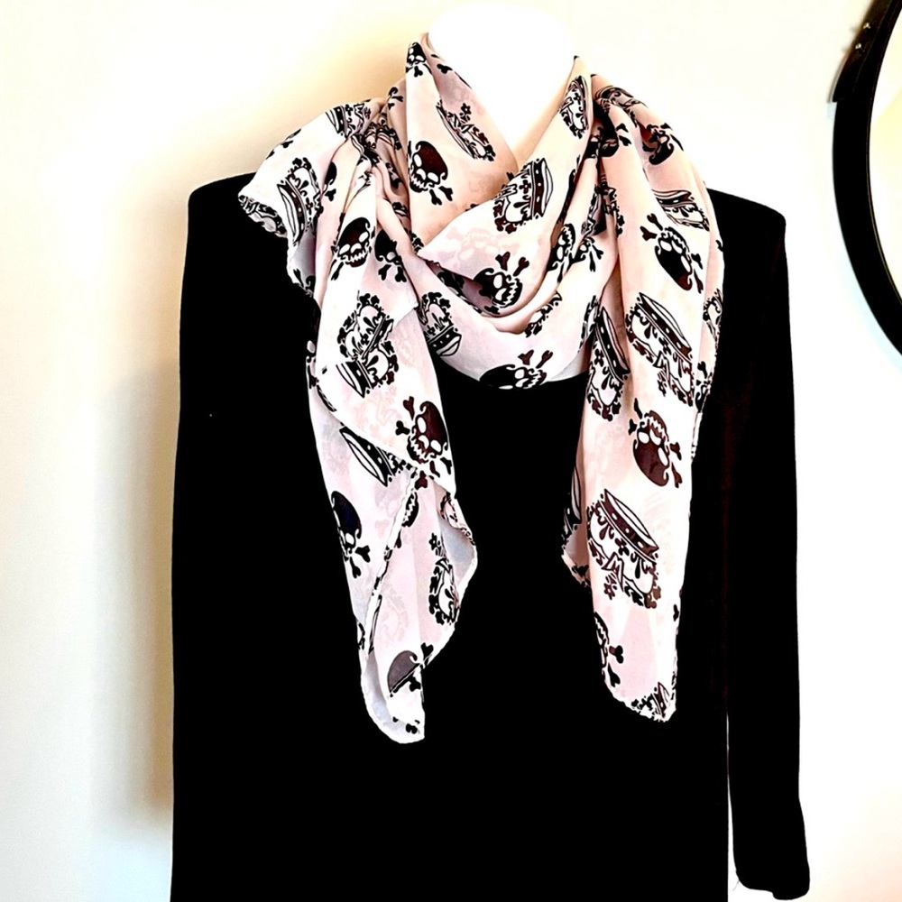 Skull and Crown Large Semi Sheer Scarf